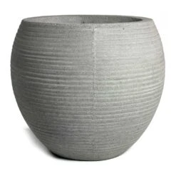 Abby Ball Plant Pot - Ridged Cement -PlantVibe Shop Abby Ball Plant Pot Ridged Cement 23cm New