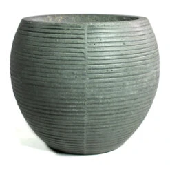 Abby Ball Plant Pot - Ridged Dark Grey -PlantVibe Shop Abby Ball Plant Pot Ridged Dark Grey 23cm New