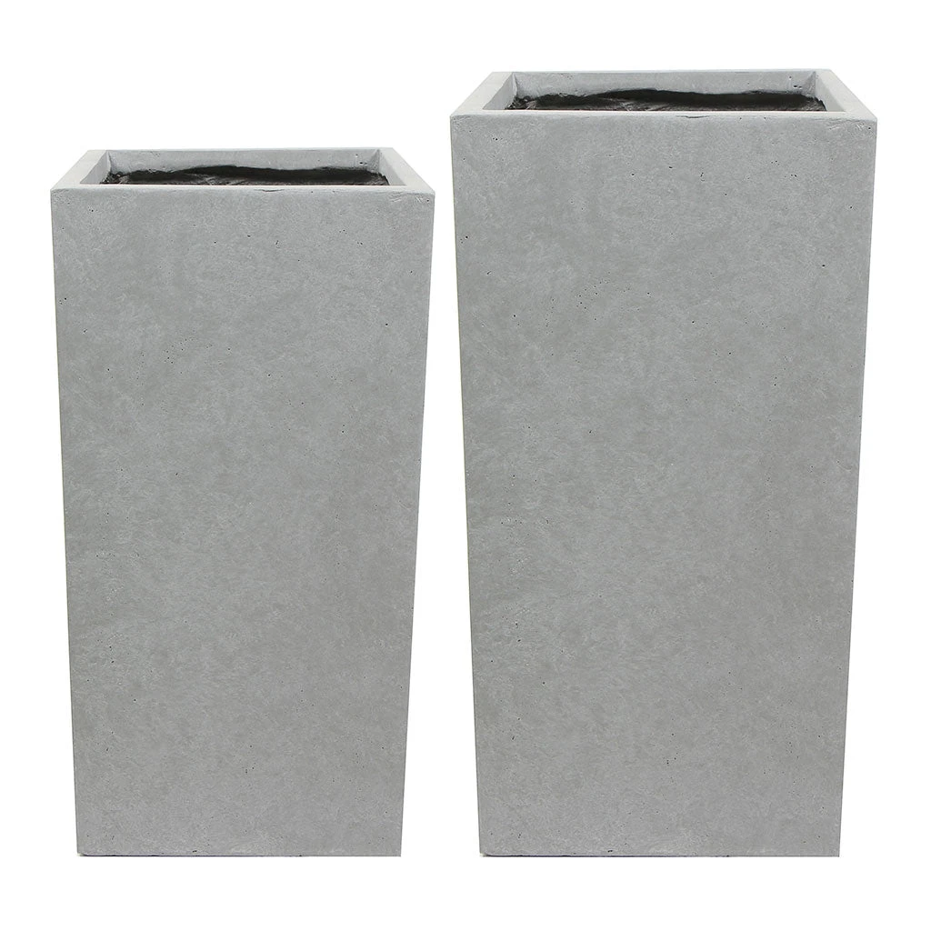 Amfa Tall Square Planters - Set Of 2 - Grey 1 Amfa Tall Square Planters - Set Of 2 - Grey