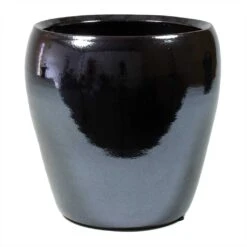 Amora Plant Pot - Anthracite Mirror -PlantVibe Shop Amora Plant Pot Anthracite Mirror 21x21cm