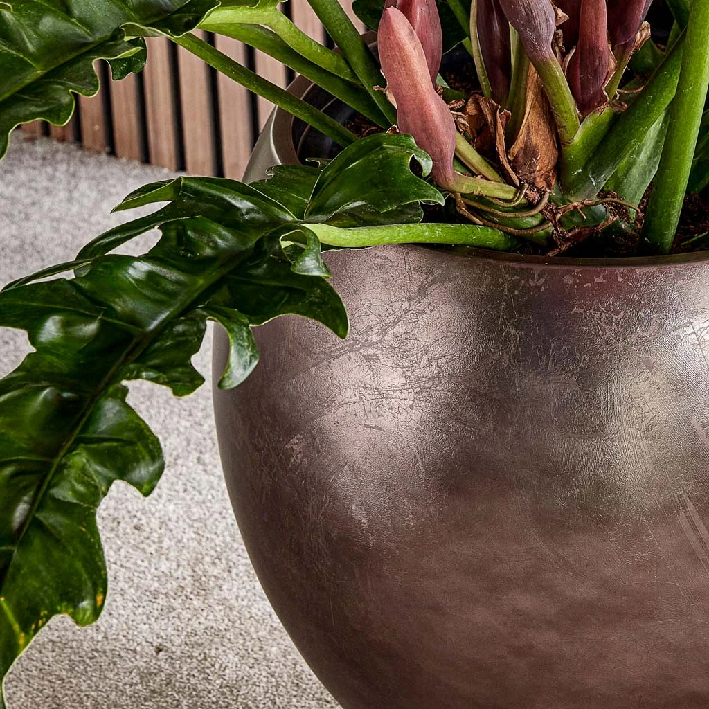 Metallic Globe Plant Pot - Matt Coffee 2 Metallic Globe Plant Pot - Matt Coffee - Image 2