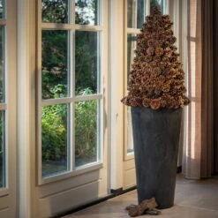 Claire Artstone Tall Planter - Black -PlantVibe Shop Claire Artstone Tall Planter Black 2