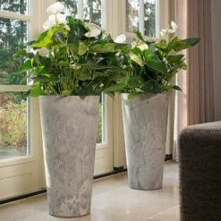 Claire Artstone Tall Planter - Grey 10 Claire Artstone Tall Planter - Grey -PlantVibe Shop Claire Artstone Tall Planter Grey 2