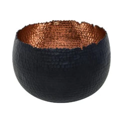 Hammered Bowl - Black With Copper -PlantVibe Shop Hammered Bowl Black Copper19
