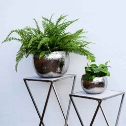 Hammered Bowl - Nickel With Black -PlantVibe Shop Hammered Bowl Nickel Black LS1