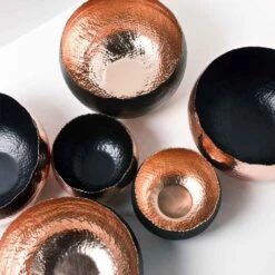 Hammered Bowl - Black With Copper -PlantVibe Shop Hammered Bowls Copper Black LS1