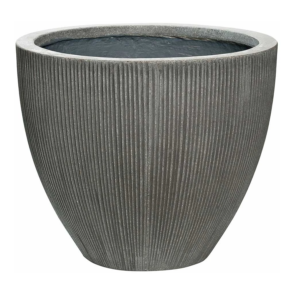 Jesslyn Plant Pot - Ridged Dark Grey 1 Jesslyn Plant Pot - Ridged Dark Grey