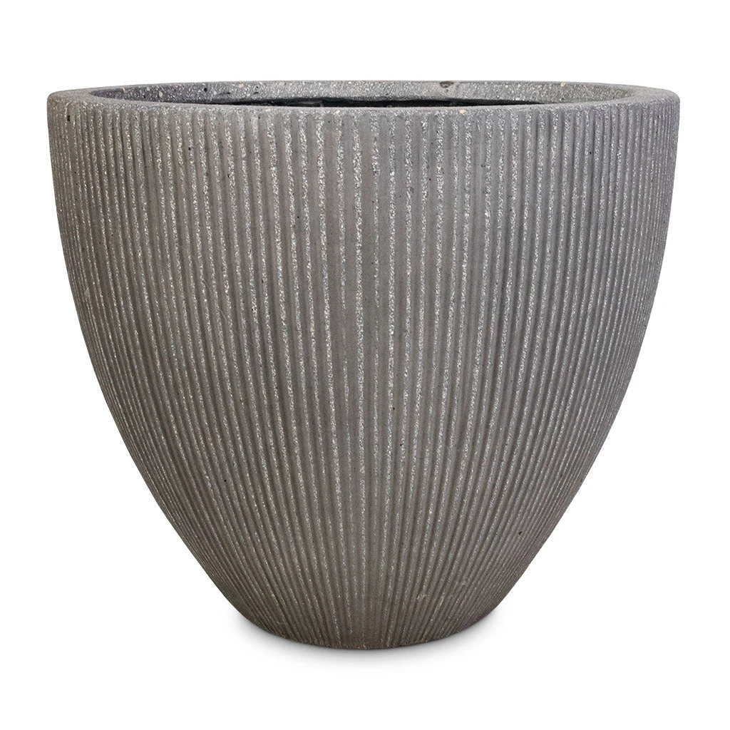 Jesslyn Plant Pot - Ridged Dark Grey 2 Jesslyn Plant Pot - Ridged Dark Grey - Image 2