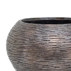 Luxe Lite Wrinkle Globe Planter - Bronze -PlantVibe Shop Luxe Lite Wrinkle Globe Planter Bronze Close Up