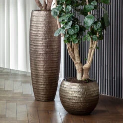 Opus Hammered Globe Planter - Gold -PlantVibe Shop OpusHammeredPartnerPlanter Gold 3