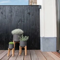 Patt Plant Pot - Tall Stand - Black Washed -PlantVibe Shop Patt Plant Pot Tall Stand Black Washed Lifestyle 02