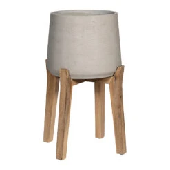 Patt Plant Pot - Tall Stand - Grey Washed
