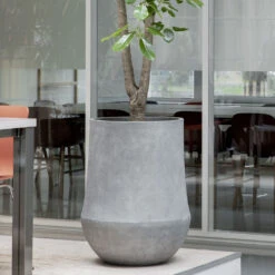 Polystone Coated Darcy Planter - Raw Grey 14 Polystone Coated Darcy Planter - Raw Grey -PlantVibe Shop Polystone Coated Plain Darcy Raw Grey